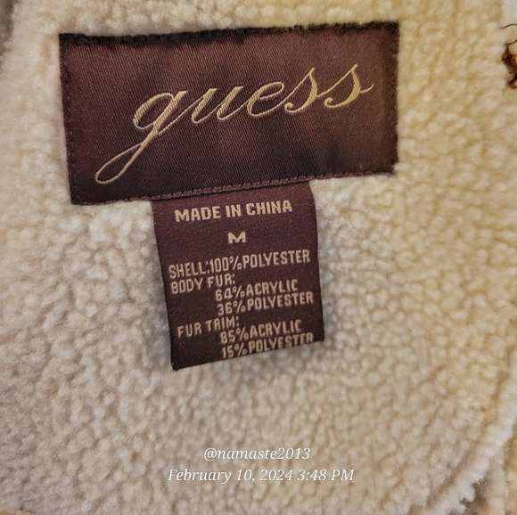 Guess Faux Leather Faux Fur Removable Collar Faux Shearling Western Designer 720 - Picture 14 of 15